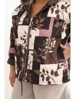 Dámská bunda Plus Size s kapucí a prodlouženým zadním dílem hnědá Dámská bunda Plus Size s kapucí a prodlouženým zadním dílem hnědá