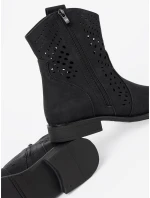 Zajímavé kotníčkové boty dámské černé bez podpatku Zajímavé kotníčkové boty dámské černé bez podpatku