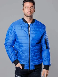 Prošívaná pánská bunda typu "bomber" v chrpové barvě (MY02-7)