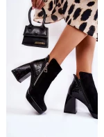 Semisové Boty Na Vysokém Podpatku Geometrický Vzor Černá Alienore