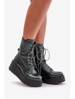 Kožené Botky Workery Na Platformě A Klínu Maciejka 06676-09 Zelené