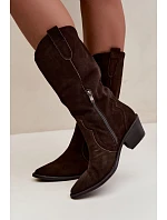 Kožené cowboy boty z semišové kůže s vyhříváním na podpatku Hnědé Radley Kožené cowboy boty z semišové kůže s vyhříváním na podpatku Hnědé Radley