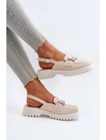 Dámské sandály na plochém podpatku s ozdobou Béžová D&A Dámské sandály na plochém podpatku s ozdobou Béžová D&A