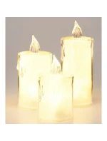 DEKORATIVNÍ SVÍČKA 3 KS TRANSPARENTNÍ TEPLÁ BÍLÁ 1 LED