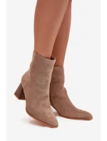 Dámské Botky Z Eko Semiše Na Podpatku Se Zámkem Béžové Zelita