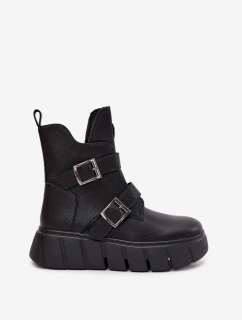 Dámské kotníkové boty s pásky a přezkami Vinceza – černé