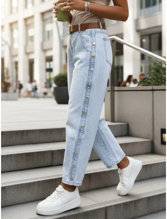 Dámské džíny s vysokým pasem balonového střihu modré FashionStreet UY2916