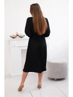 Šaty se svázaným plisovaným lemem černý