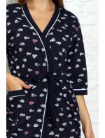 Dámský župan S19269 tm. modrý se srdíčky - La Penna Dámský župan S19269 tm. modrý se srdíčky - La Penna