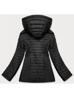 Černá dámská bunda s květovanou podšívkou (SF726) Černá dámská bunda s květovanou podšívkou (SF726)