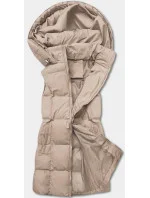 Béžová péřová dámská vesta s kapucí (5M721-62)