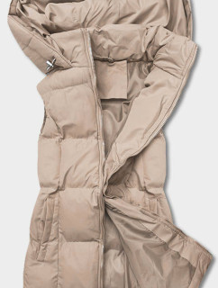 Béžová péřová dámská vesta s kapucí (5M721-62)