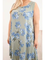 Dámské šaty plus size z viskózy s květinovým vzorem na ramínkách khaki