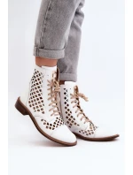 Děrované kožené botky Zazoo 2695 bílé