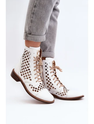 Děrované kožené botky Zazoo 2695 bílé