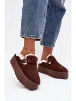 Ženské Sněhule S Kožešinou A Přezkou Na Platformě Čokoládové Jessina