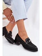 Dámské polobotky na podpatku s ozdobným detailem Černé Meliva