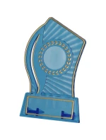 Plastová trofej - transparentní zlatá s prostorem pro 25mm vložku a plaketu o rozměrech 47 mmX14 mm T-M