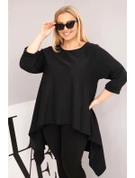 Dámská tunika Plus Size bavlněná s asymetrickým střihem černá