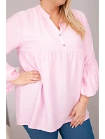 Dámská viskózová halenka Plus Size s volánovým rukávem a výstřihem do V cukrově růžová Dámská viskózová halenka Plus Size s volánovým rukávem a výstřihem do V cukrově růžová