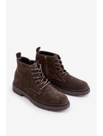 Semišové Zateplené Kotníkové Boty Na Zip Big Star OO174229 Hnědé Semišové Zateplené Kotníkové Boty Na Zip Big Star OO174229 Hnědé