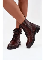 Kožené dámské workery s ozdobným detailem Maciejka K7180-01 hnědé