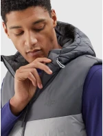 Pánská péřová vesta s výplní ze syntetického peří 4F - šedá