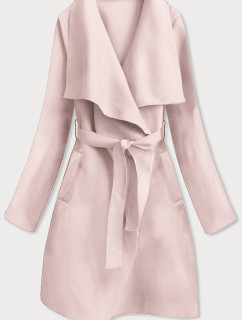 Světle růžový dámský minimalistický kabát (747ART)