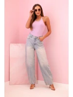 Top dámský bavlněný na ramínkách s ozdobným řetízkem fialový světlý