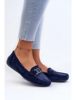 Dámské módní semišové mokasíny modré Rabell