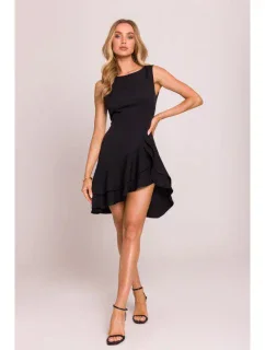 M850 Volánové mini šaty - černé