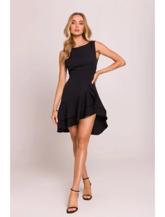 M850 Volánové mini šaty - černé