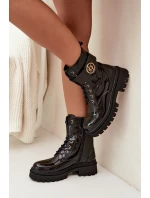 Lakované dámské workery Fiorena zateplené– černé