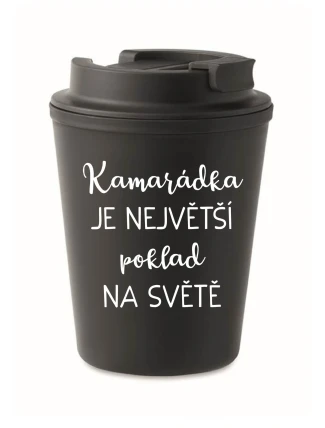 KAMARÁDKA JE NEJVĚTŠÍ POKLAD NA SVĚTĚ - černý termohrnek 300 ml KAMARÁDKA JE NEJVĚTŠÍ POKLAD NA SVĚTĚ - černý termohrnek 300 ml