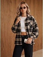 Dámská oversize košile s kostkovaným vzorem, tmavě modrá, FashionStreet TY6048 Dámská oversize košile s kostkovaným vzorem, tmavě modrá, FashionStreet TY6048