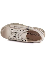 Dámské kožené boty na platformě béžové Cambell 26-19305