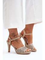 Ozdobené sandály na podpatku D&A MR1038-44 Zlaté