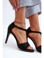 Dámské sandály na podpatku z eko semiše černé Obdaria Dámské sandály na podpatku z eko semiše černé Obdaria