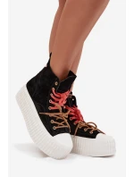 Semišové zateplené dámské tenisky na robustní platformě GOE SS2N4046 Černé