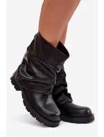 Zateplené dámské kotníkové boty s řaseným horním lemem černé Gracine
