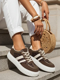 Dámské kožené tenisky ZY1392 LA351P hnědé- FashionStreet