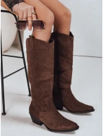 Dámské hnědé semišové kovbojské boty FashionStreet ZY1327 Dámské hnědé semišové kovbojské boty FashionStreet ZY1327