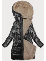 Černo-béžová hrubší oboustranná dámská zimní bunda (V768g) Černo-béžová hrubší oboustranná dámská zimní bunda (V768g)