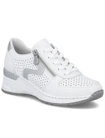 Dámské bílé kožené tenisky na platformě Rieker N4340-80