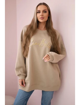 Izolovaná mikina s nápisem Ciao Bella světle béžová Izolovaná mikina s nápisem Ciao Bella světle béžová