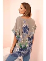 Dámská bavlněná blůza s květinovým potiskem a krátkým rukávem fango