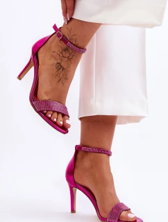 Dámské sandály na vysokém podpatku s kamínky Fuchsie Perfecto