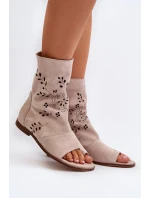 Zazoo dámské semišové sandály se svrškem na zip, béžová