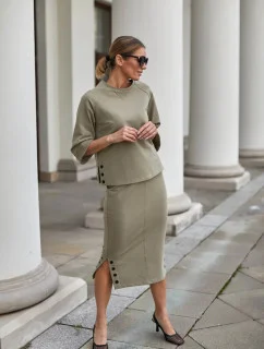 Sukně a halenka M329 model 159545 khaki - La Aurora