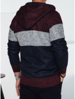 Pánský zateplený svetr s kapucí vínový FashionStreet WX2275